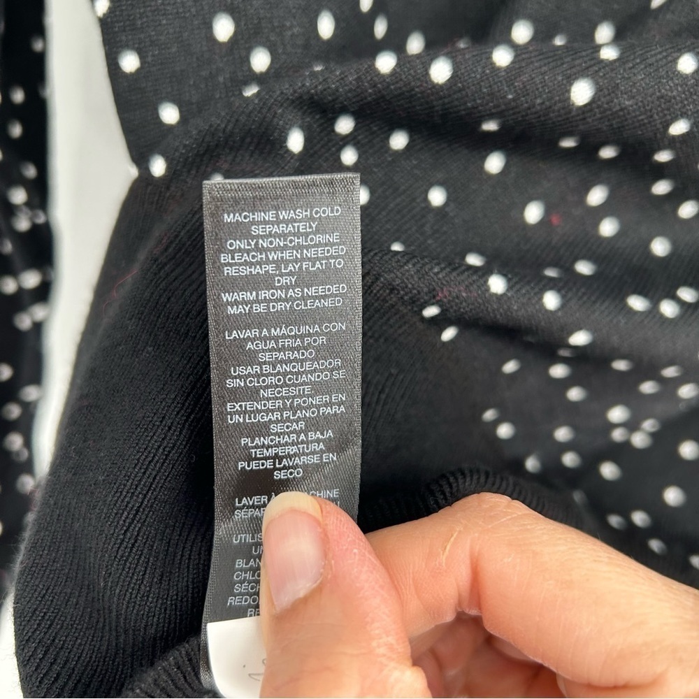 White House Black Market Black Polka Dot Cropped Button Front Cardigan Sz Small - Picture 7 of 7